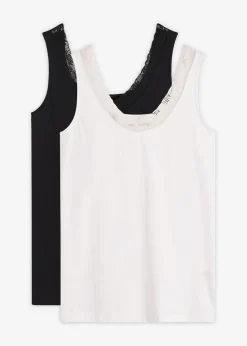 Camiseta interior de algodón orgánico y encaje (2 unidades)