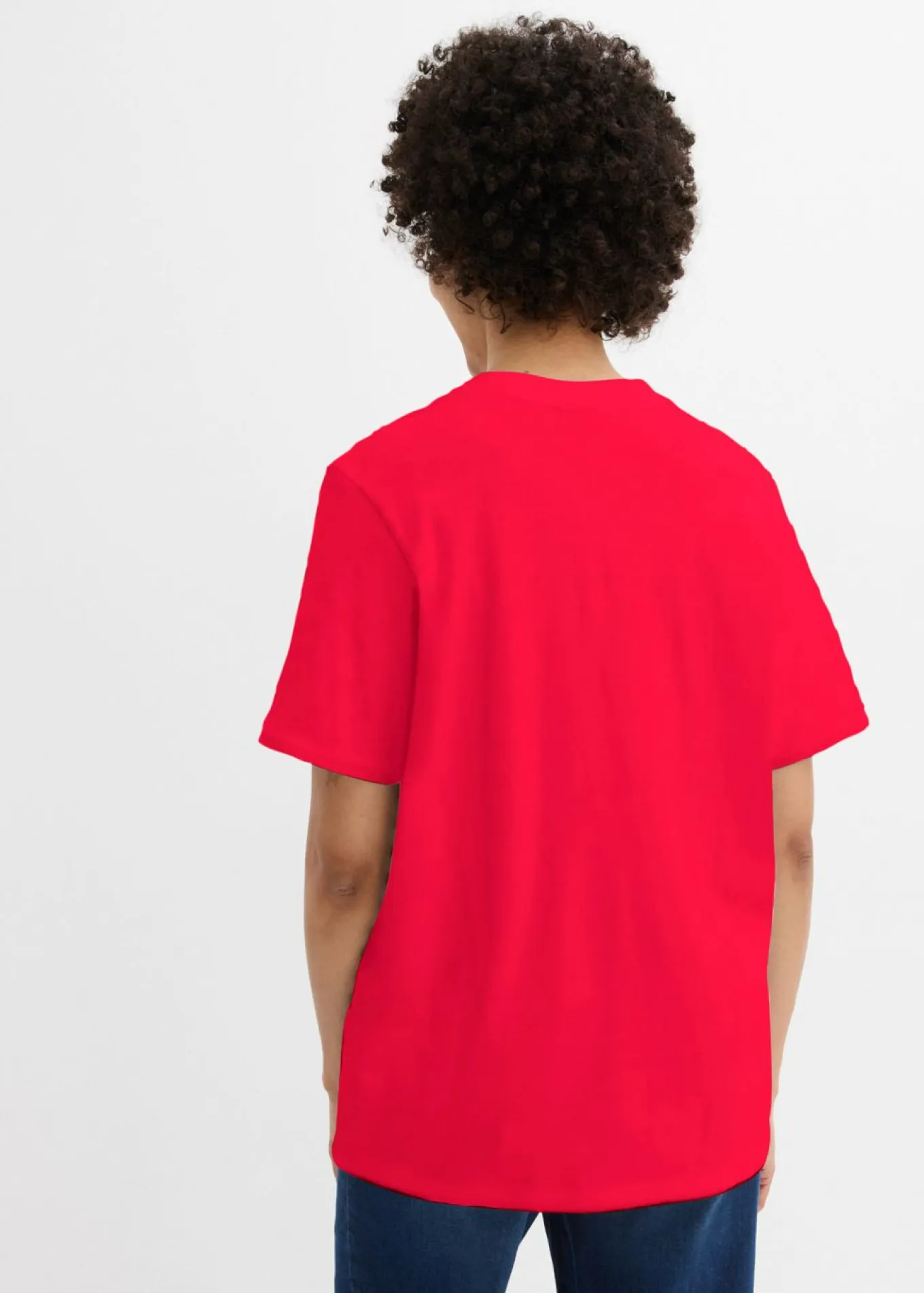 Camiseta larga ancha con cuello en V, manga corta (5 unidades)