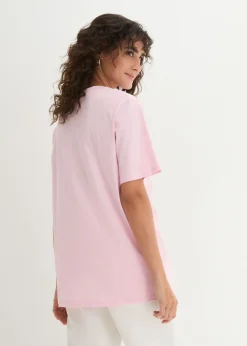 Camiseta larga ancha con cuello en V, manga corta (5 unidades)