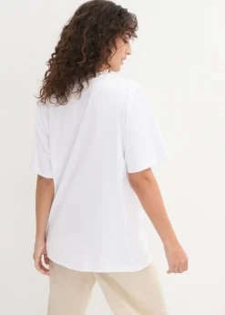 Camiseta larga ancha con cuello en V, manga corta (5 unidades)