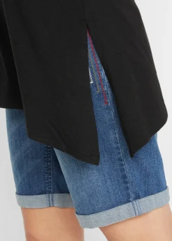 Camiseta larga asimétrica de mezcla de algodón y viscosa