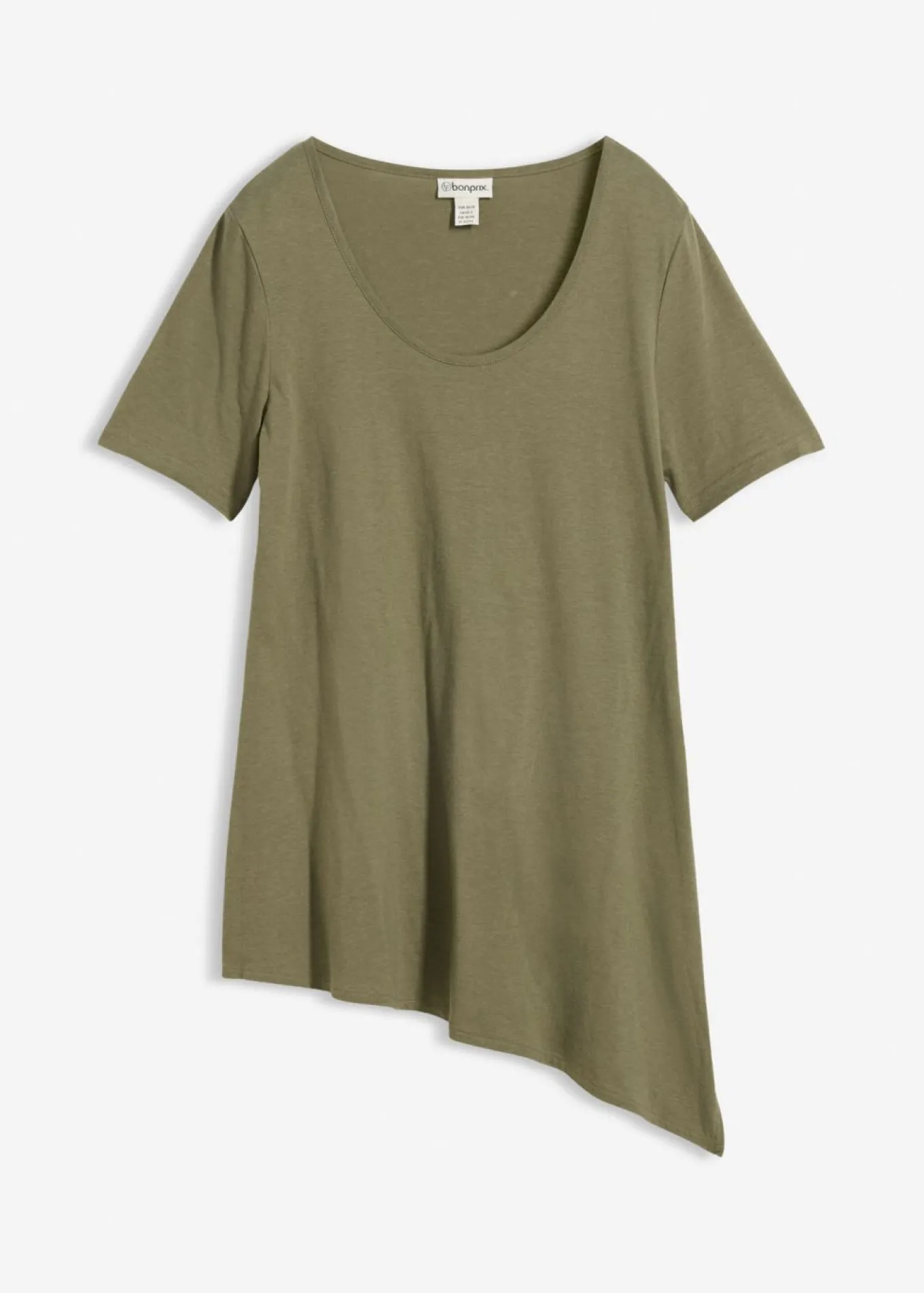 Camiseta larga asimétrica de mezcla de algodón y viscosa