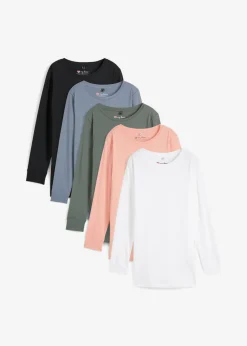 Camiseta larga con cuello redondo, manga larga (5 unidades)