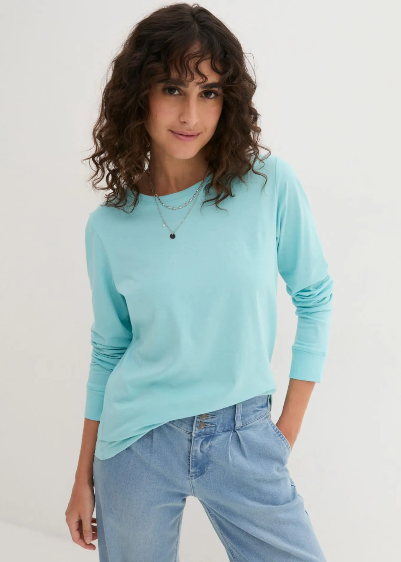 Camiseta larga con cuello redondo, manga larga (5 unidades)