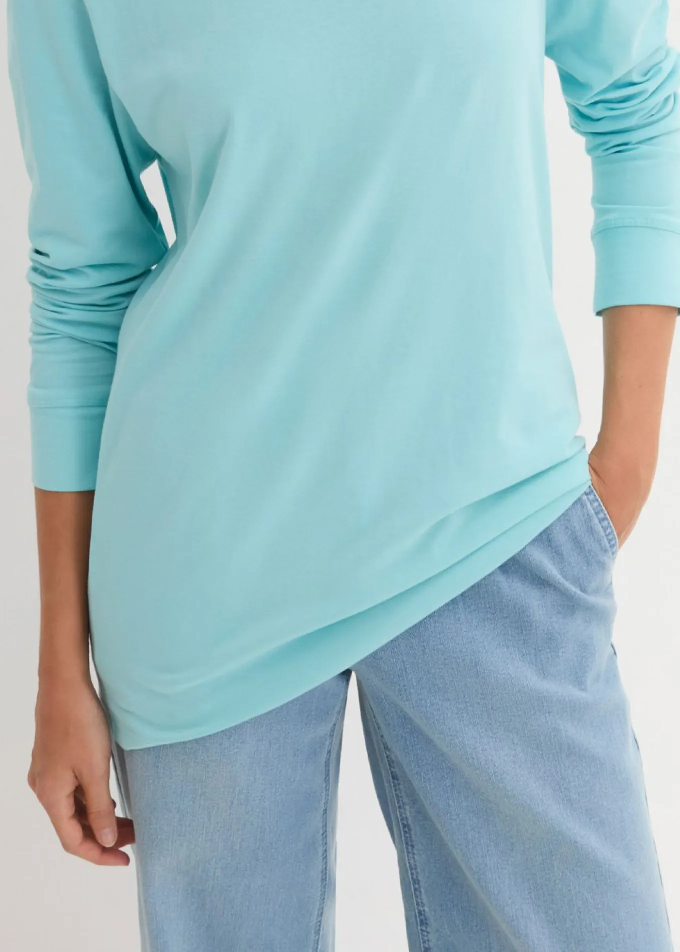 Camiseta larga con cuello redondo, manga larga (5 unidades)
