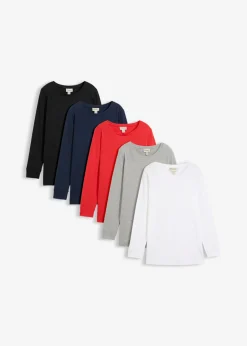 Camiseta larga con cuello redondo, manga larga (5 unidades)