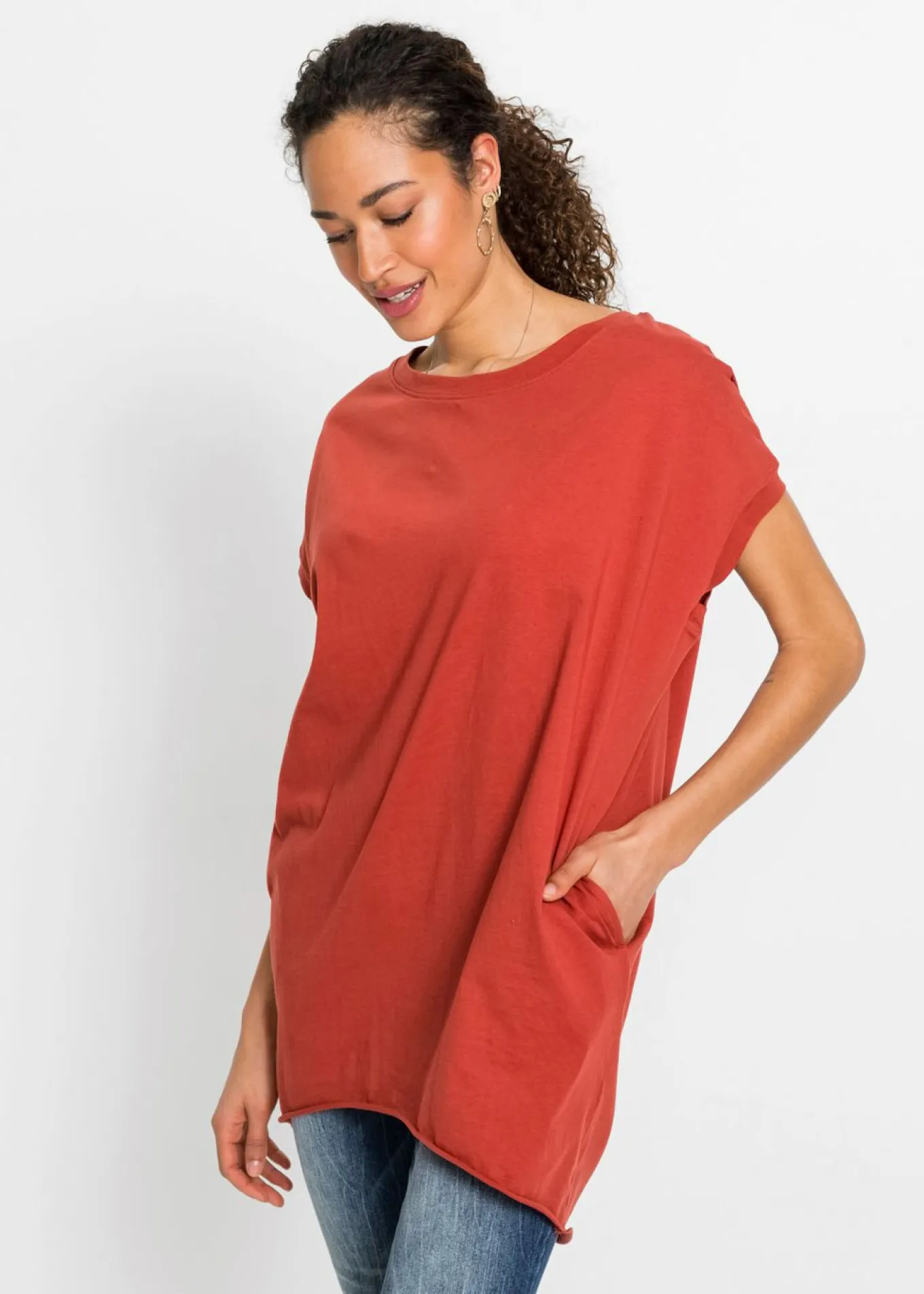 Camiseta larga de algodón puro