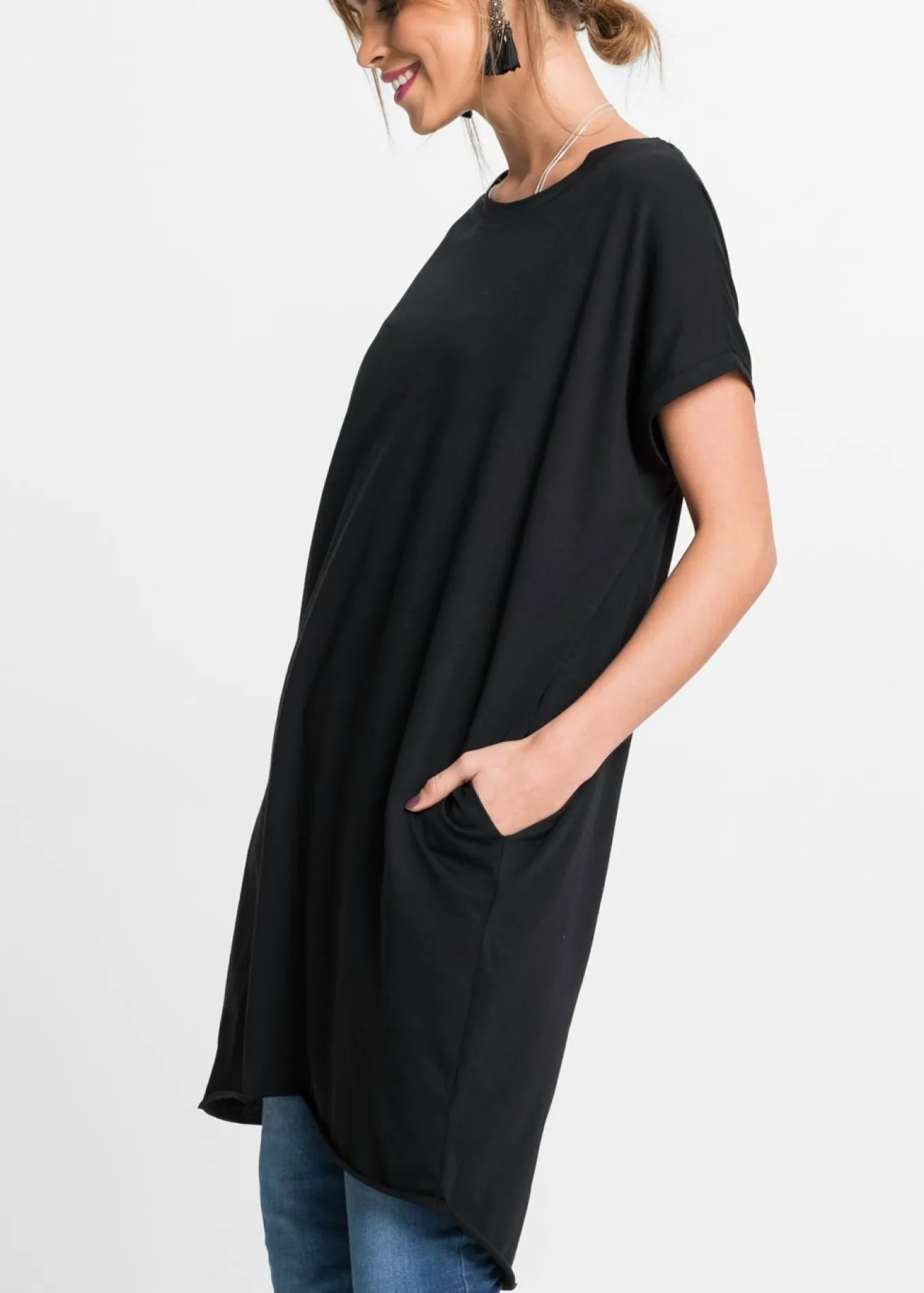 Camiseta larga de algodón puro