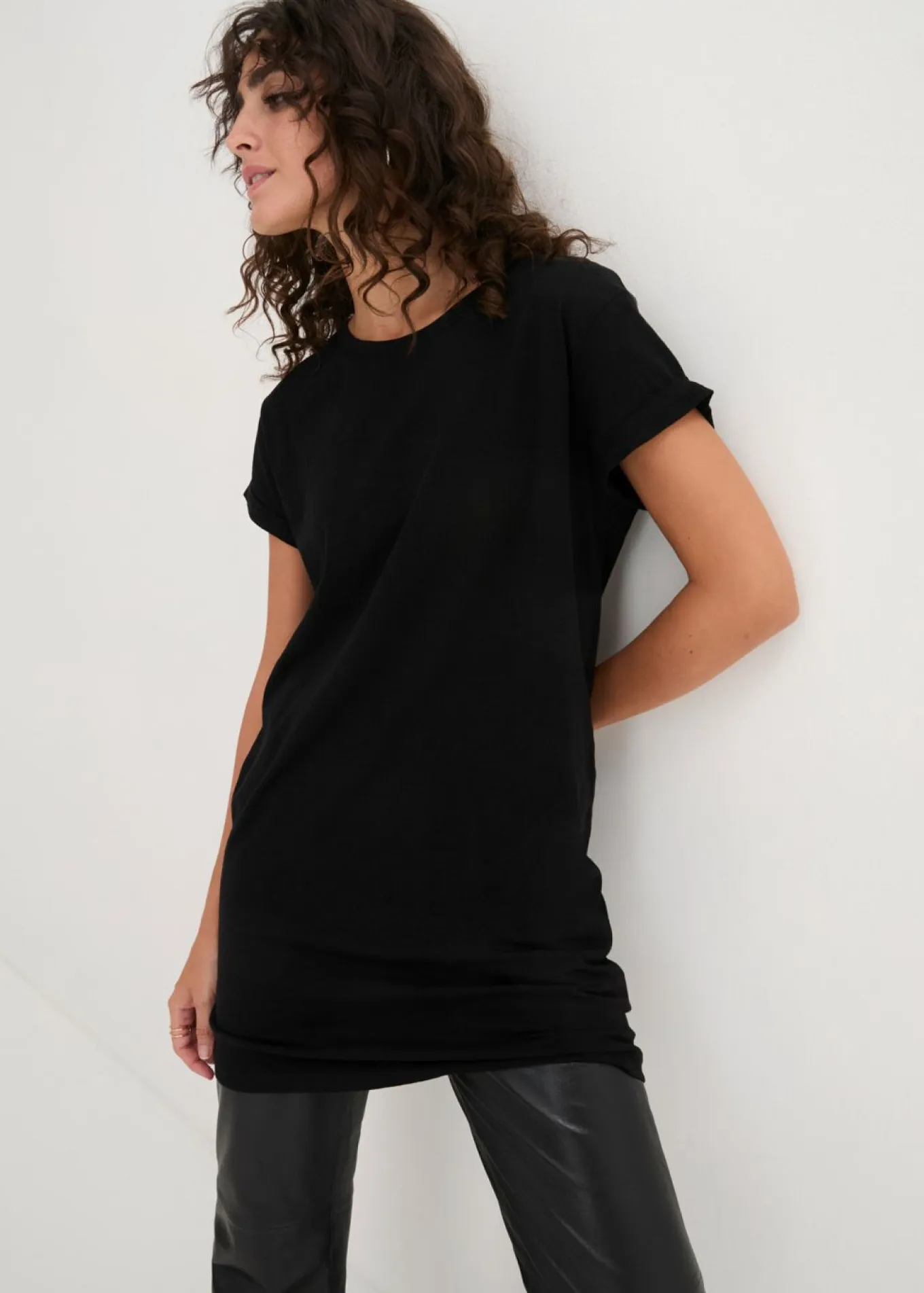 Camiseta larga de algodón puro