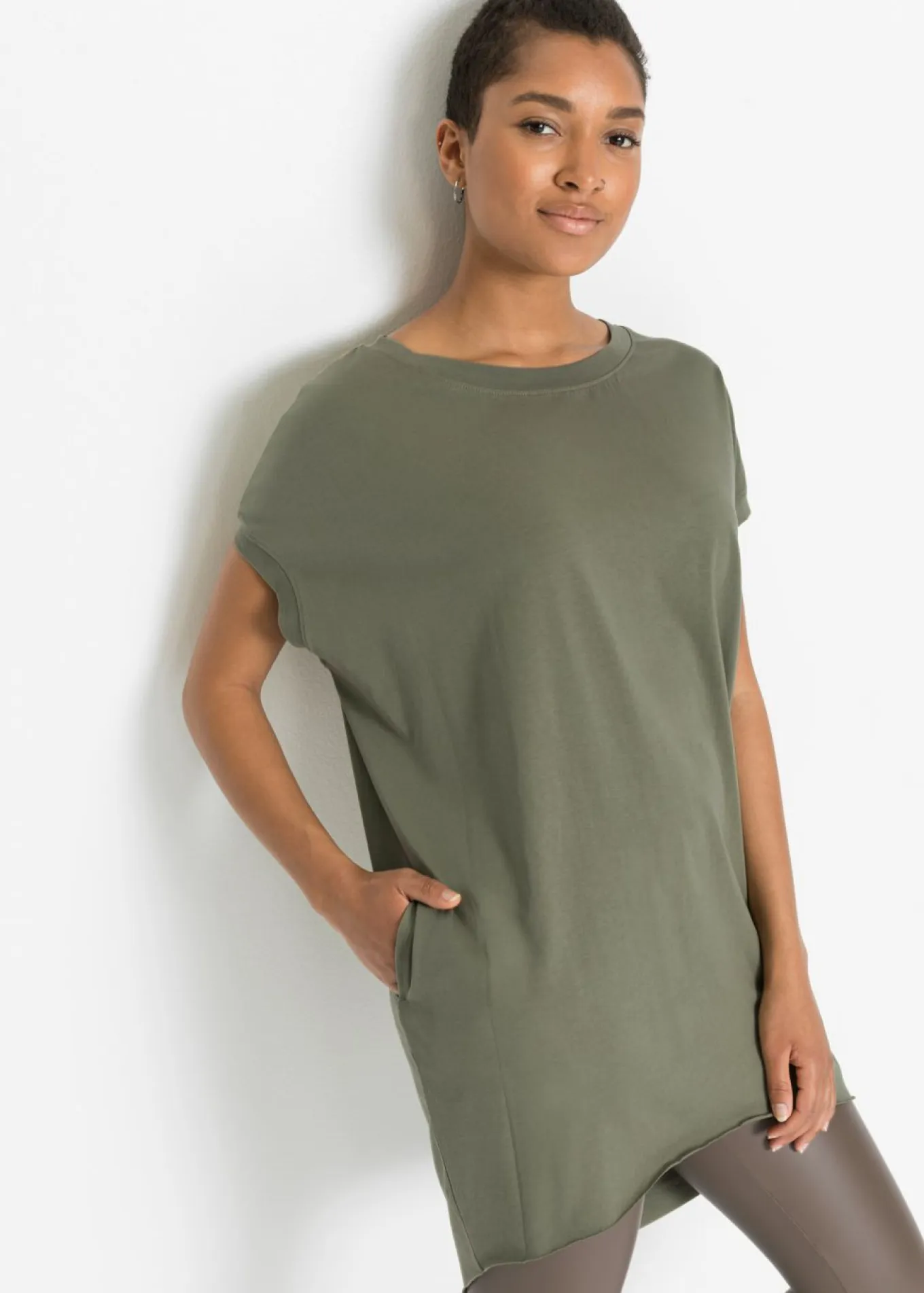 Camiseta larga de algodón puro