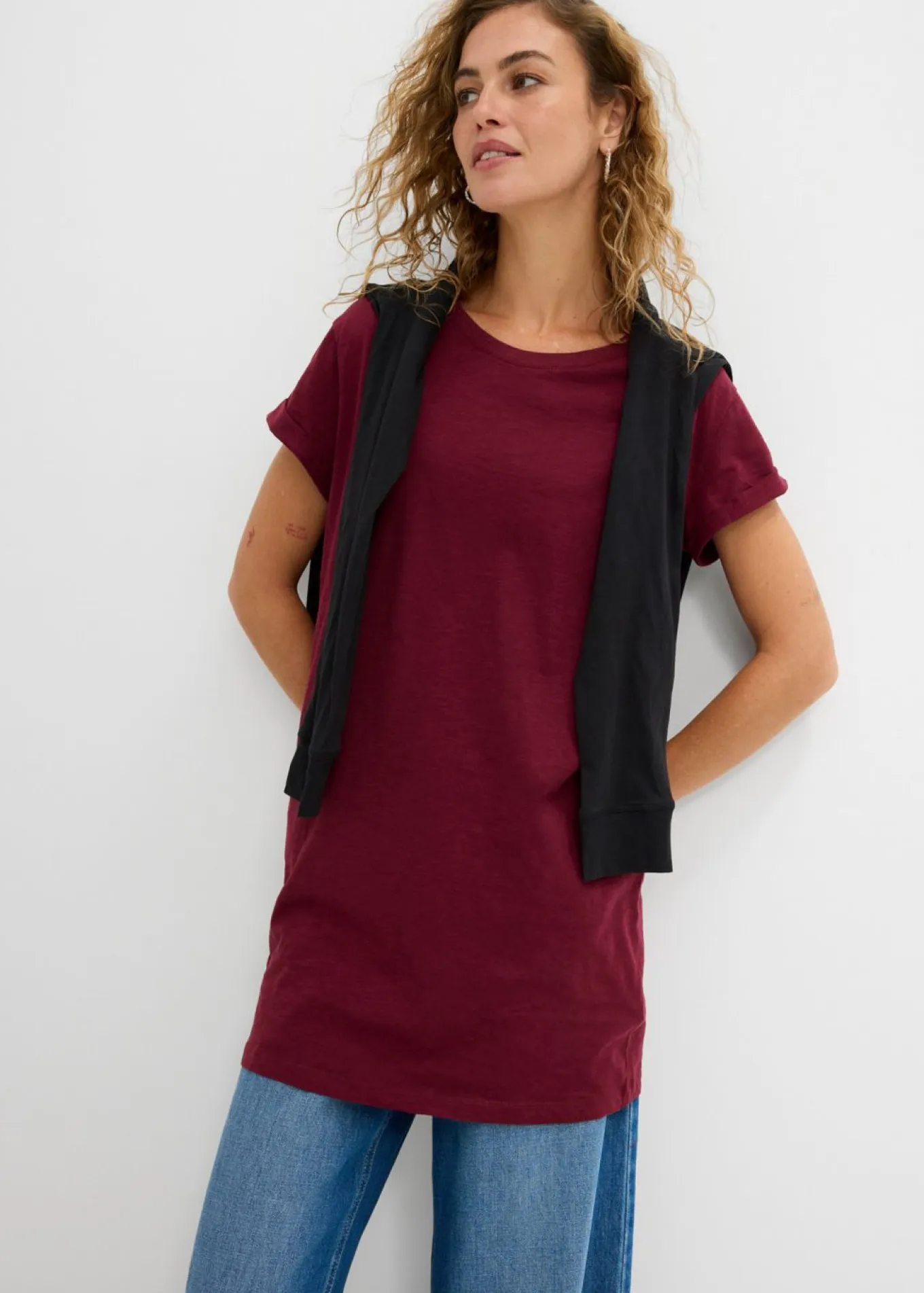 Camiseta larga de algodón puro