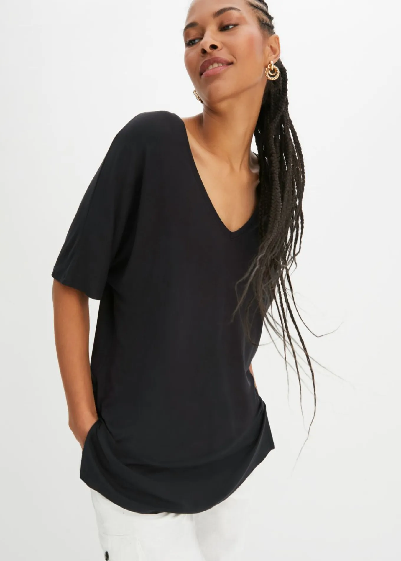 Camiseta larga de mezcla de viscosa sostenible