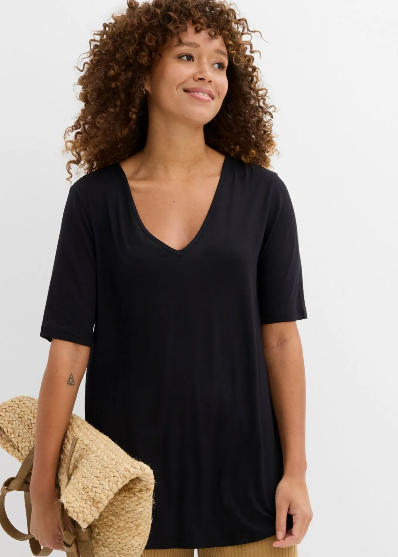 Camiseta larga de viscosa suave