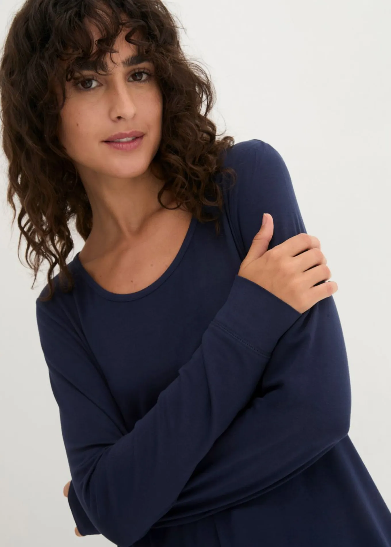 Camiseta larga de viscosa con manga larga