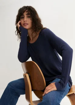 Camiseta larga de viscosa con manga larga