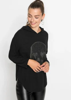 Camiseta larga oversize con capucha
