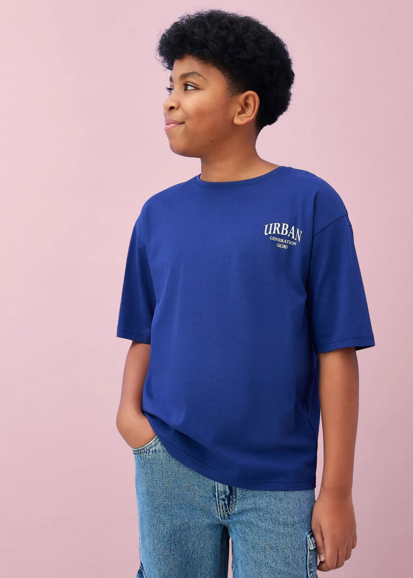 Camiseta oversize con estampado en la espalda, de algodón orgánico puro