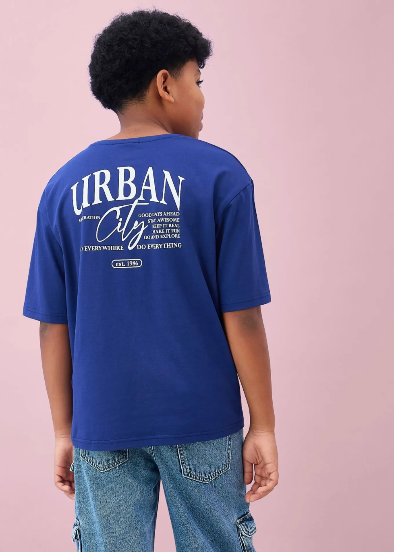 Camiseta oversize con estampado en la espalda, de algodón orgánico puro