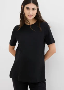 Camiseta premamá y de lactancia 2 en 1 de algodón orgánico con aberturas laterales