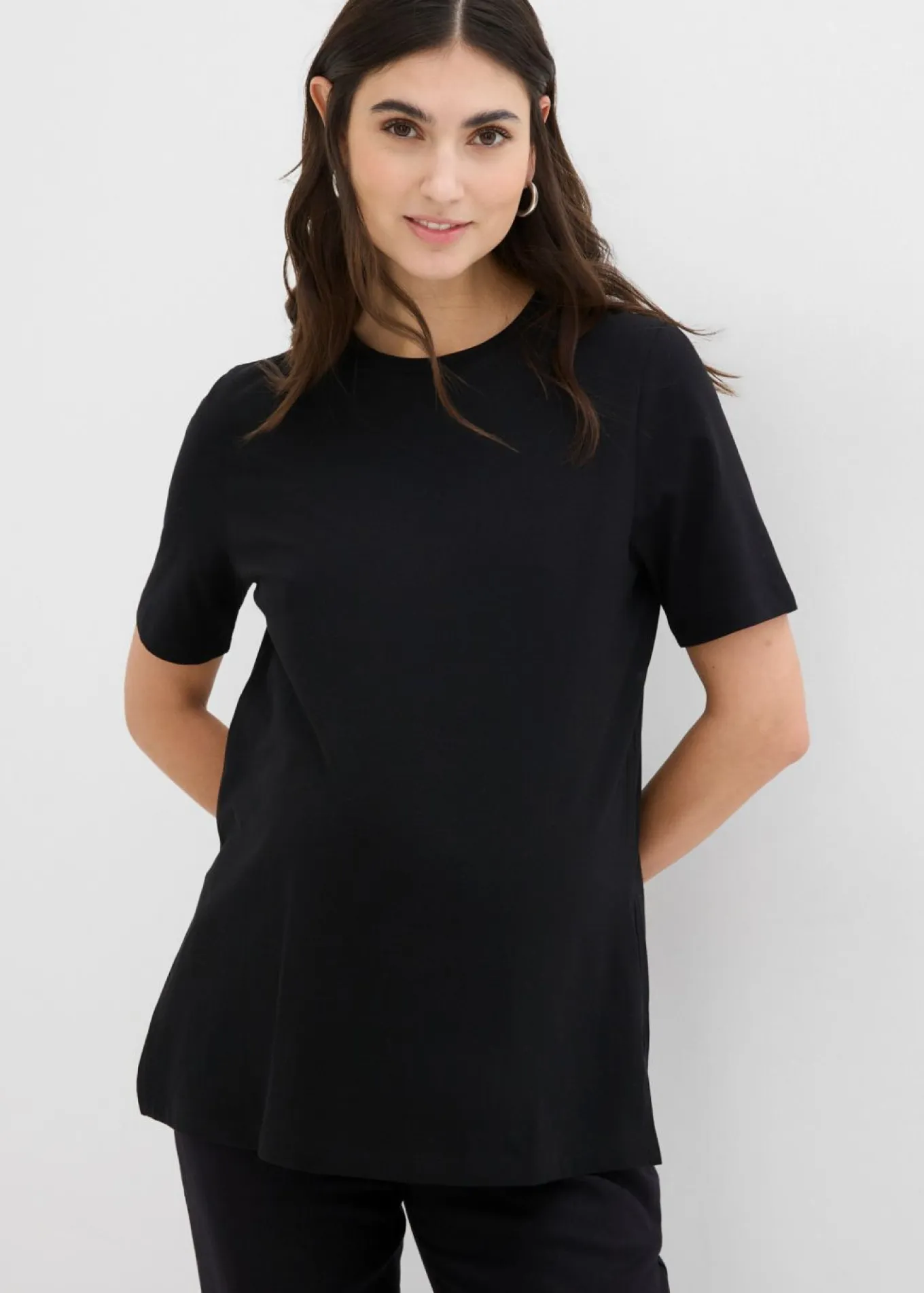 Camiseta premamá y de lactancia 2 en 1 de algodón orgánico con aberturas laterales