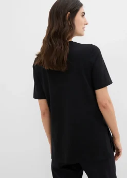 Camiseta premamá y de lactancia 2 en 1 de algodón orgánico con aberturas laterales