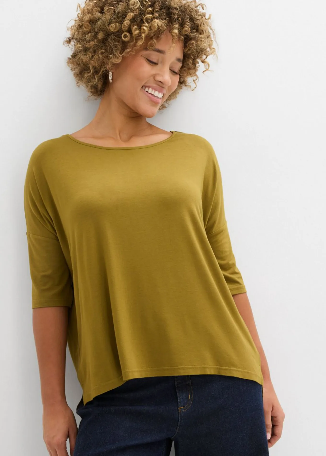 Camiseta tipo boxy de mezcla de viscosa suave