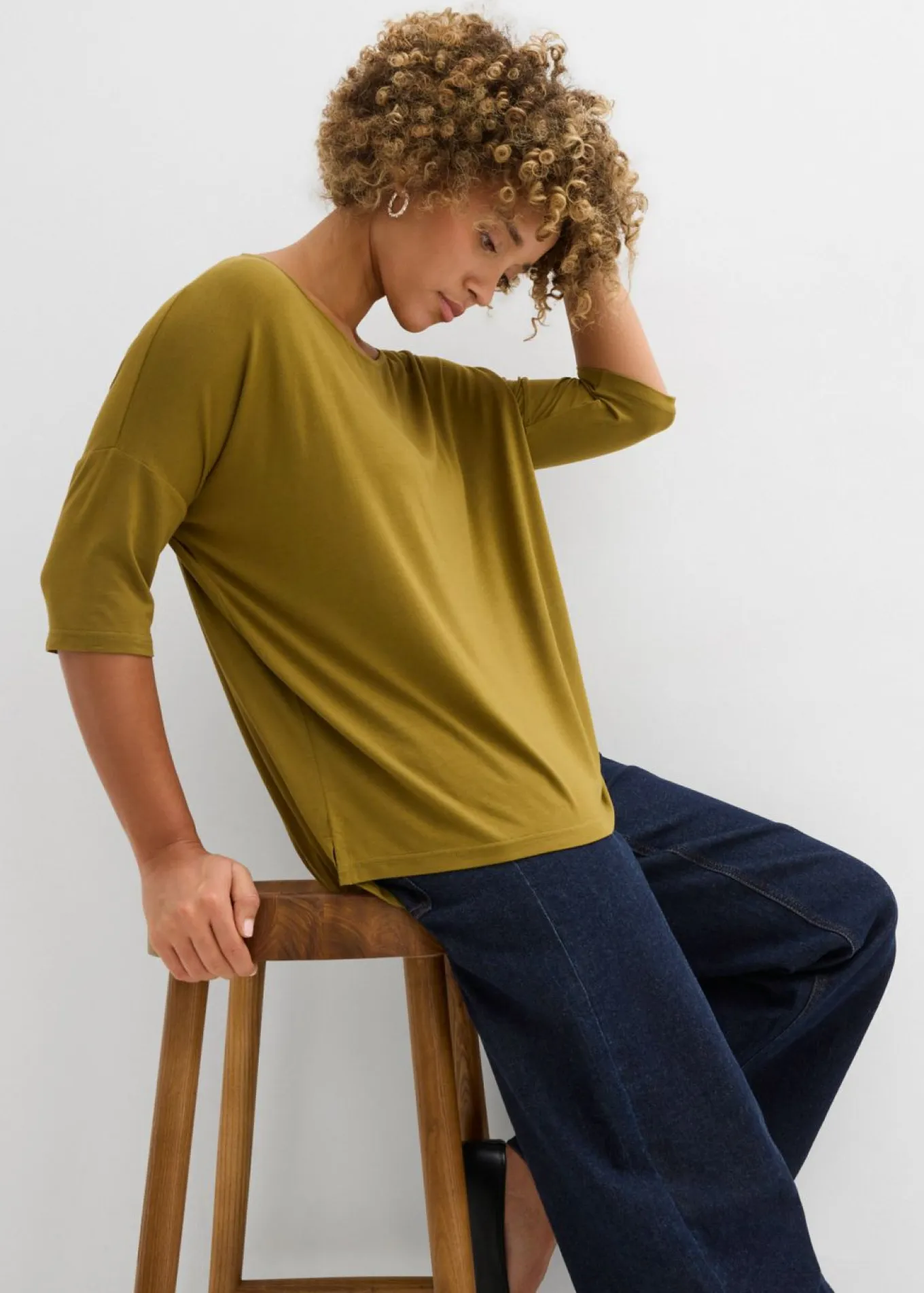 Camiseta tipo boxy de mezcla de viscosa suave