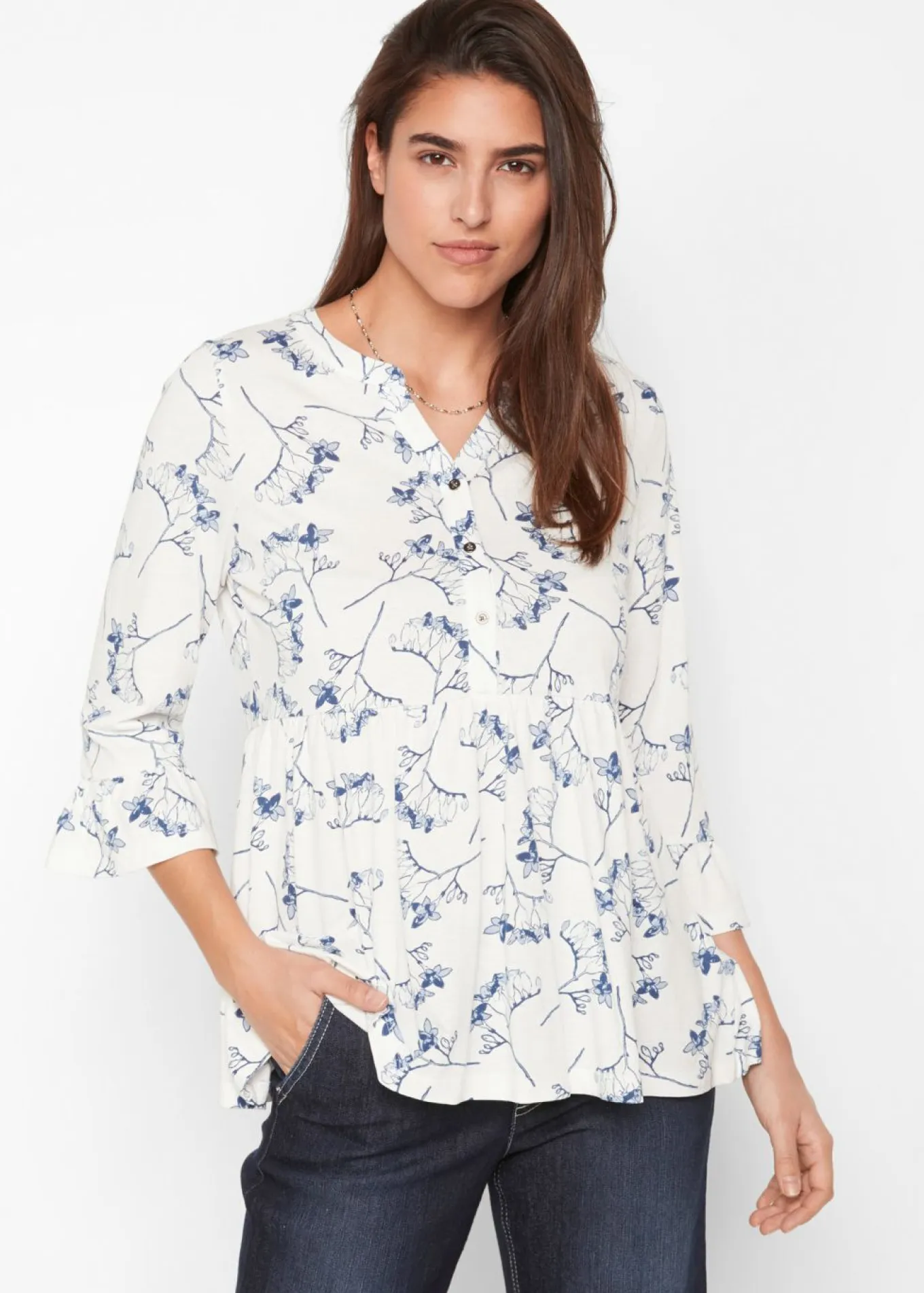 Camiseta tipo túnica con mangas 3/4