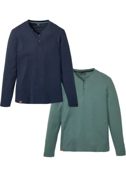 Camiseta (2 unidades) de algodón orgánico puro con manga larga y cuello henley