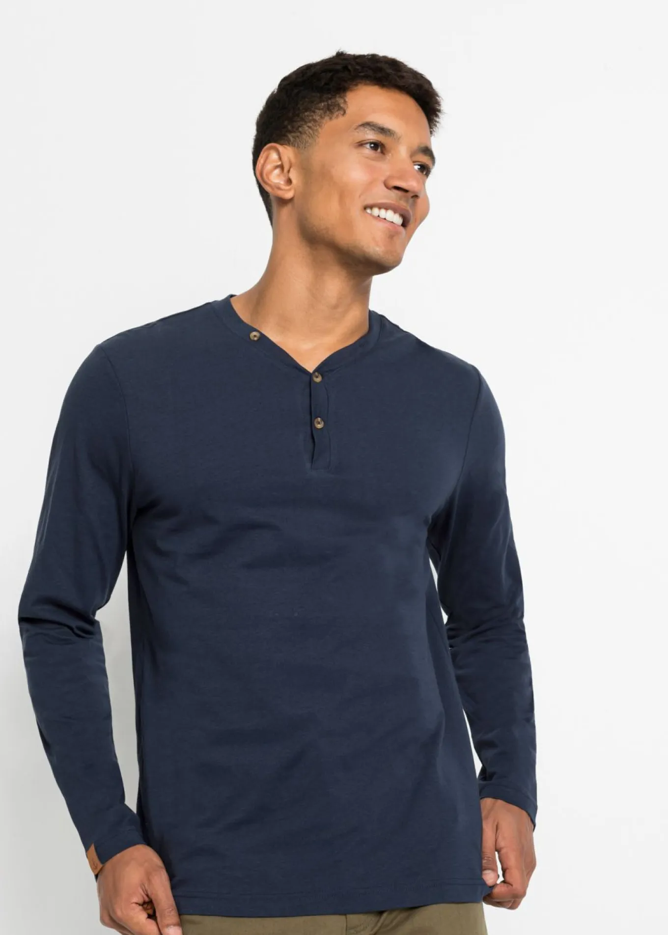 Camiseta (2 unidades) de algodón orgánico puro con manga larga y cuello henley