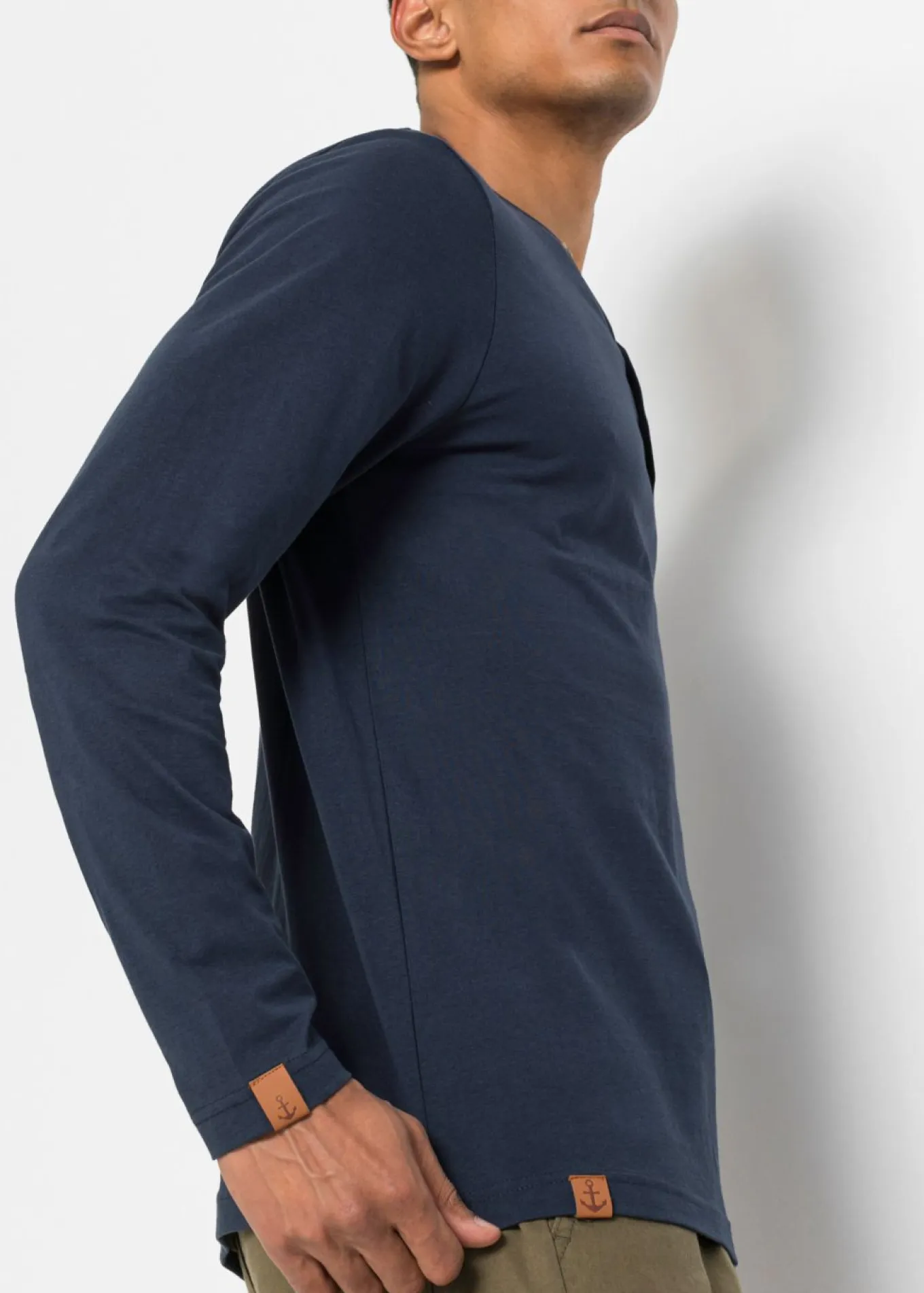 Camiseta (2 unidades) de algodón orgánico puro con manga larga y cuello henley