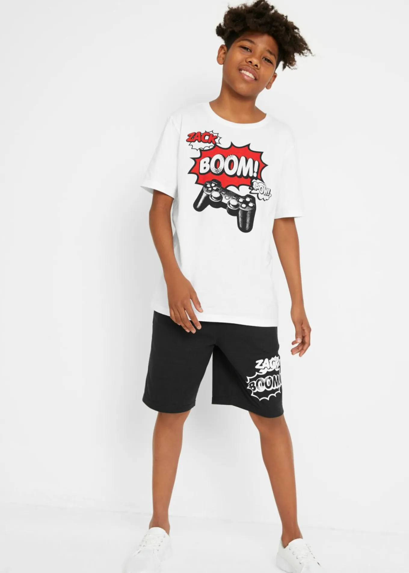 Camiseta y bermudas de punto (2 piezas) de algodón orgánico puro