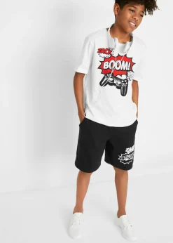Camiseta y bermudas de punto (2 piezas) de algodón orgánico puro