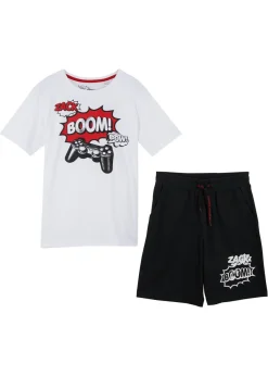 Camiseta y bermudas de punto (2 piezas) de algodón orgánico puro