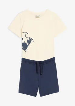 Camiseta y pantalón corto de punto (conjunto de 2 piezas) de algodón orgánico