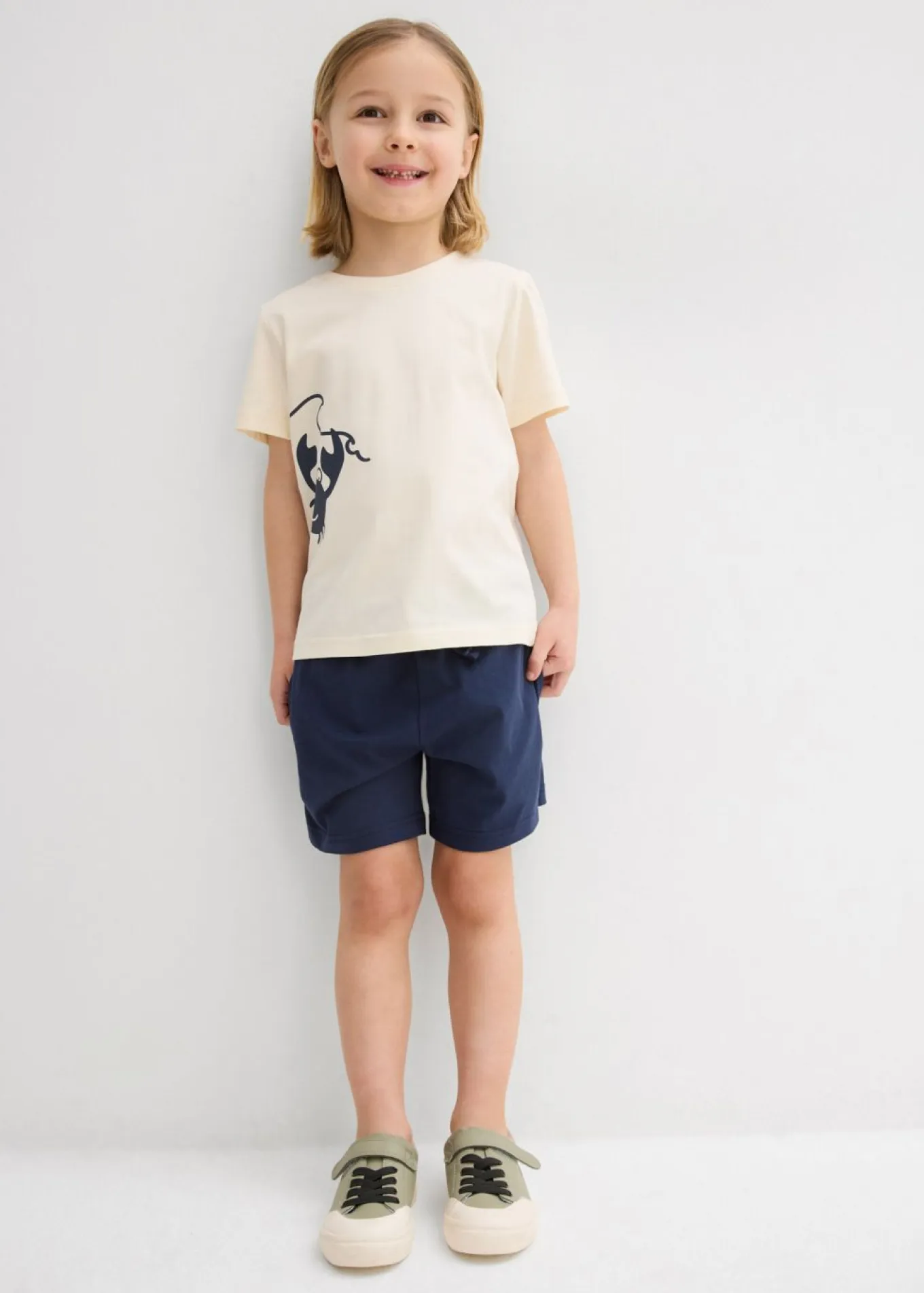 Camiseta y pantalón corto de punto (conjunto de 2 piezas) de algodón orgánico