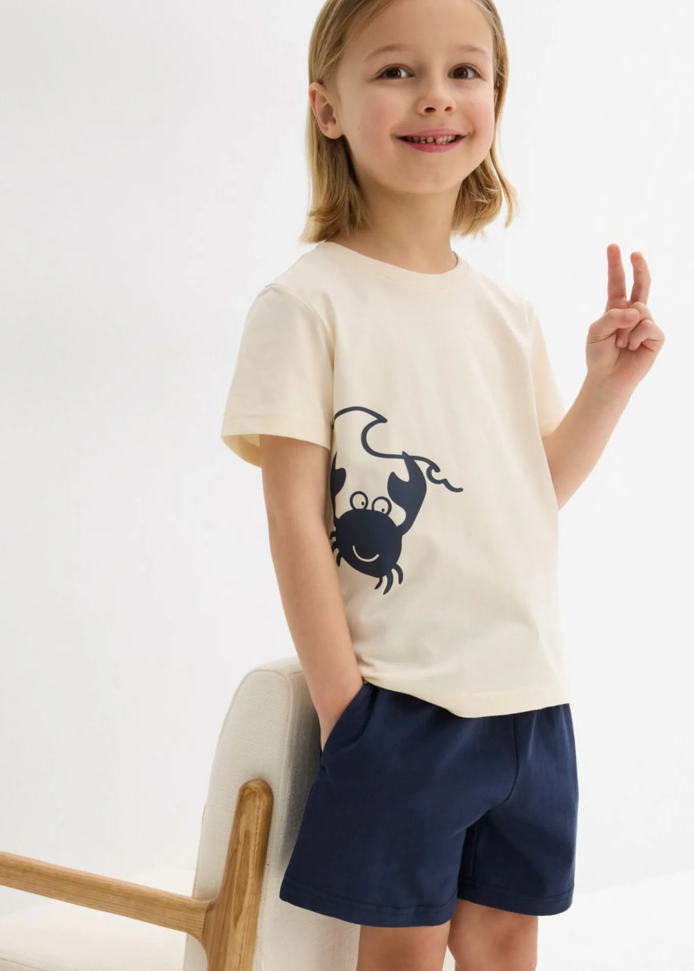 Camiseta y pantalón corto de punto (conjunto de 2 piezas) de algodón orgánico