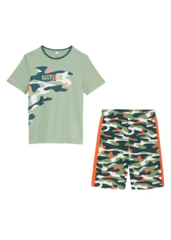 Camiseta y pantalón corto de algodón puro (conjunto de 2 piezas)