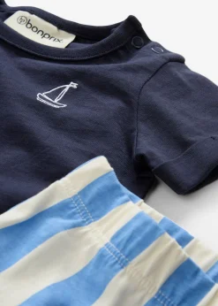 Camiseta y pantalón corto de algodón orgánico puro (2 piezas)