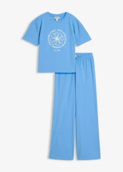 Camiseta y pantalón de punto (2 piezas) de mezcla de algodón elástico