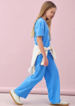 Camiseta y pantalón de punto (2 piezas) de mezcla de algodón elástico