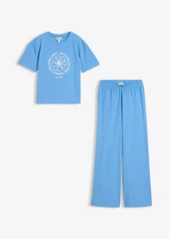 Camiseta y pantalón de punto (2 piezas) de mezcla de algodón elástico