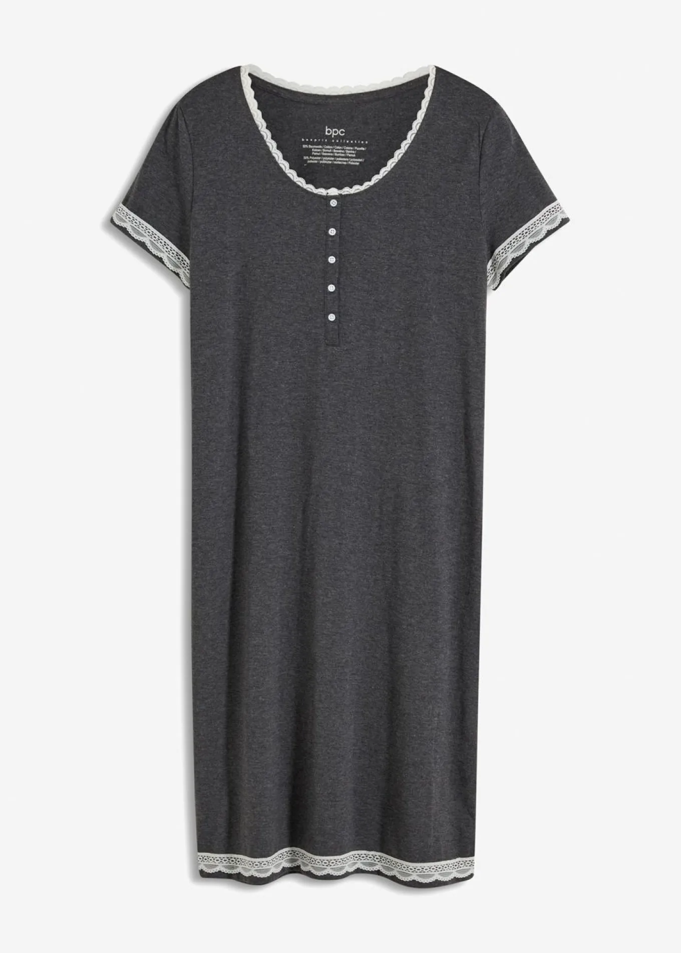 Camisón con botones y encaje suave