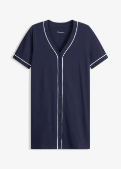 Camisón corto de algodón puro con botones