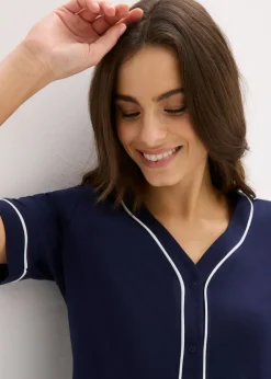 Camisón corto de algodón puro con botones
