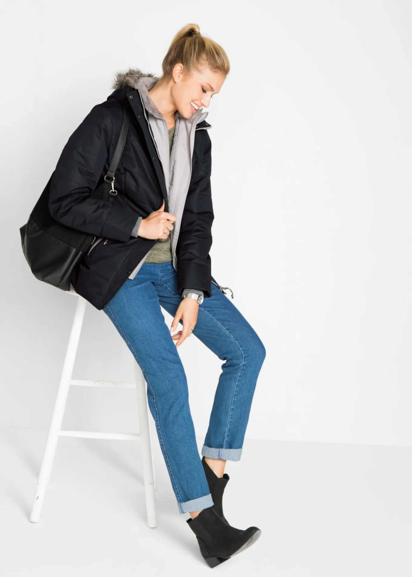 Cazadora de invierno con aspecto 2 en 1
