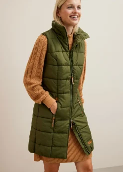 Chaleco largo con cuello alto