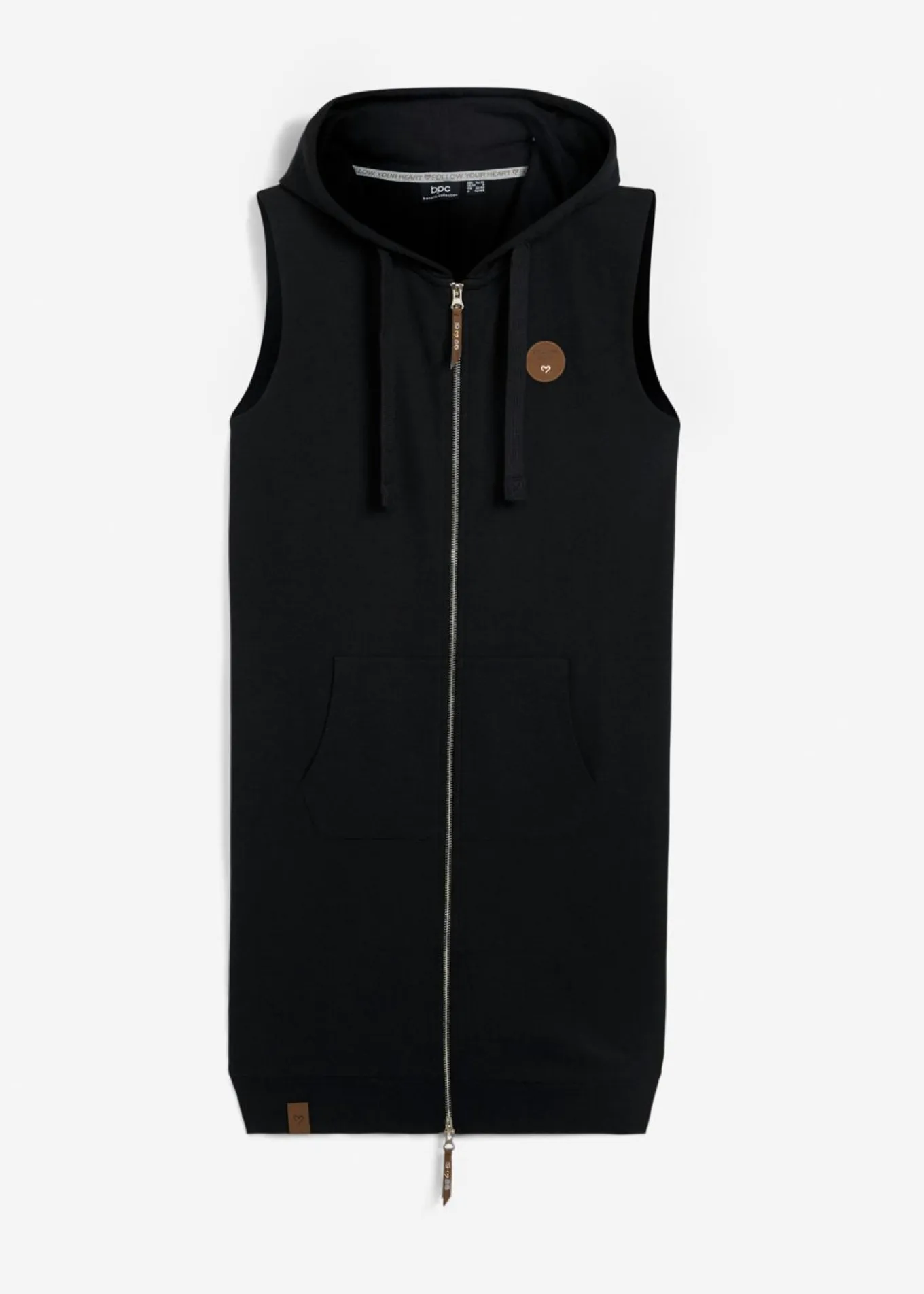 Chaleco largo tipo sudadera con capucha de mezcla de algodón