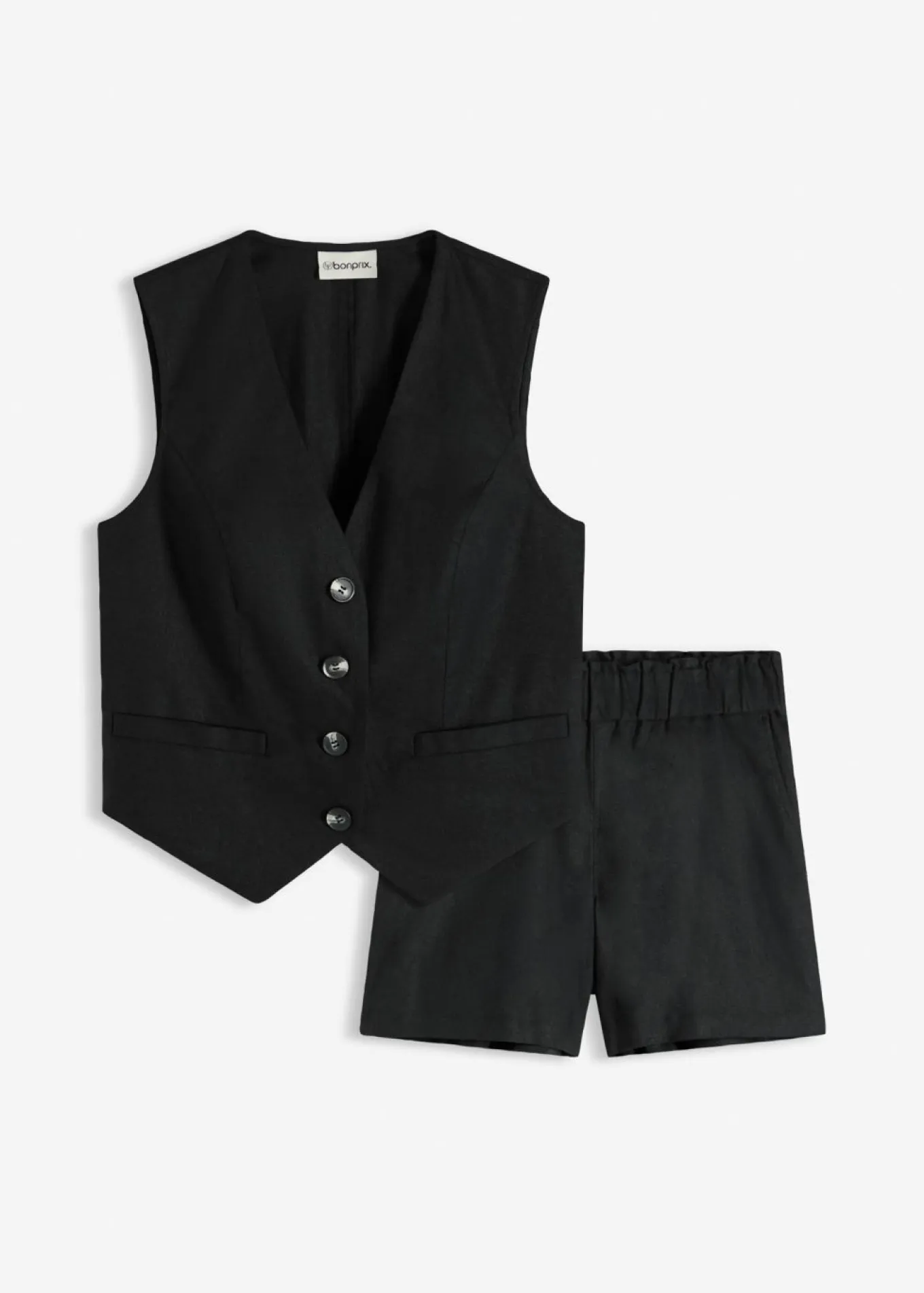 Chaleco y pantalón corto de mezcla de lino