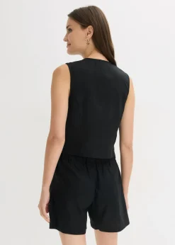 Chaleco y pantalón corto de mezcla de lino